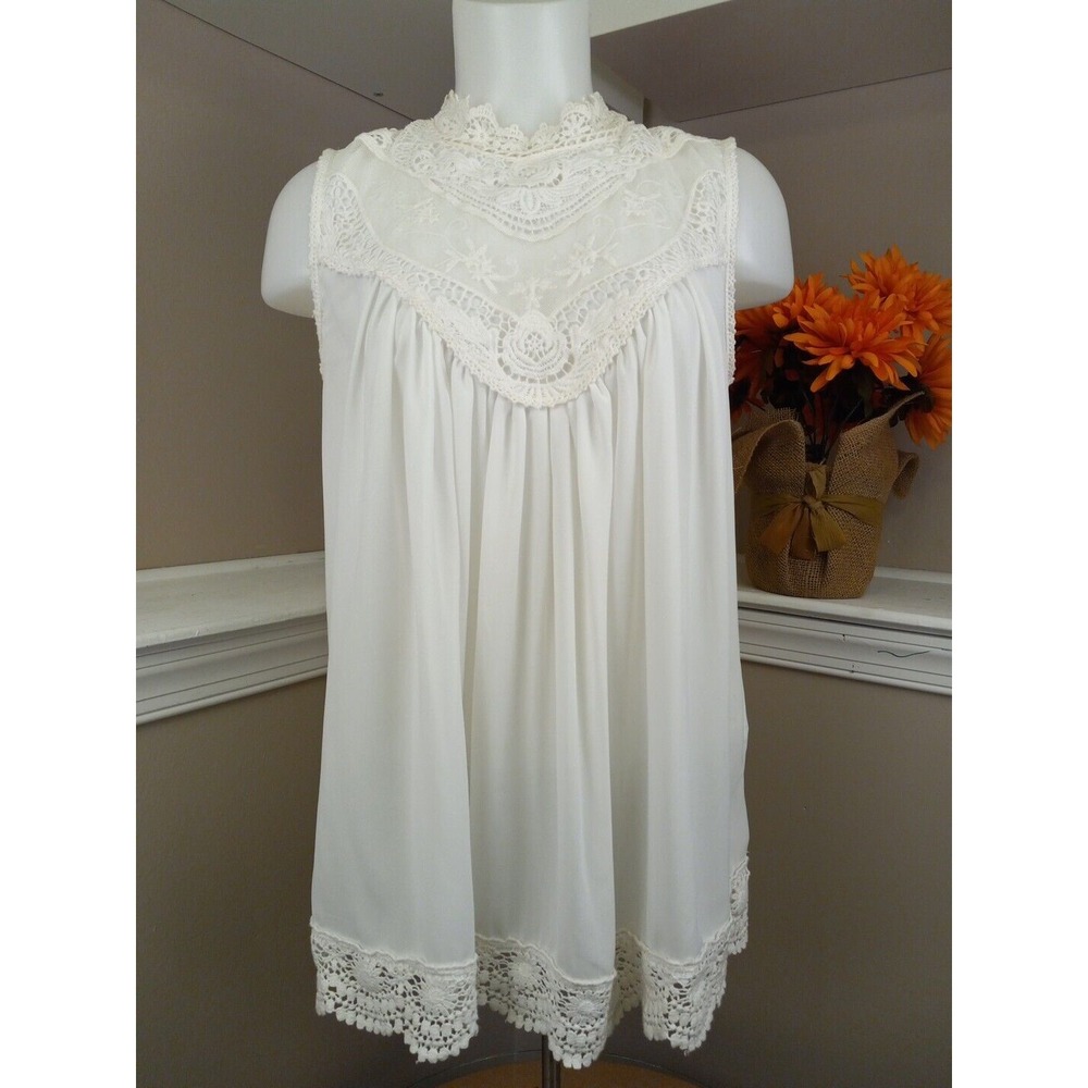 A Dip Of Darling Womens Ivory Embroidered Sleeveless Top Size Large‎ Blouse